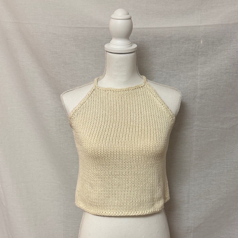 Banana Republic Cream Sweater Knit Halter Top Sz. Small